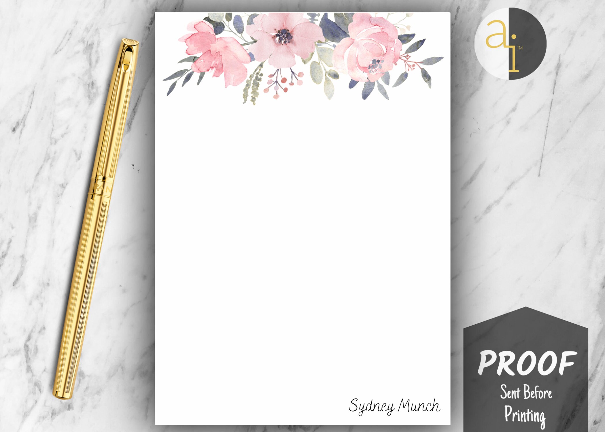 Personalized Floral Notepad | Custom Stationery Gift - Etsy