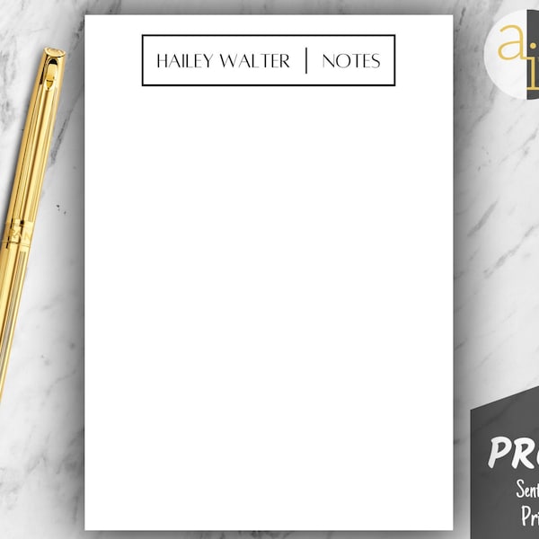 Professional Notepad with Name | Custom Business Notepad | Minimalist Stationery | Personalized Notepad | Office Memo Pad | Business Gifts