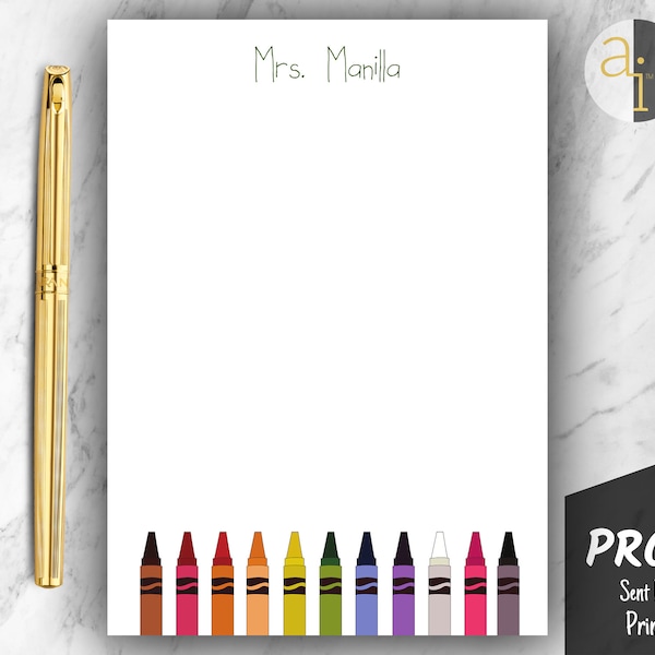 Teacher Crayon Notepad | Personalized Teacher Notepad | Elementary Teacher | Back to School Gift | Custom Teacher Notepad | Crayon Notepad