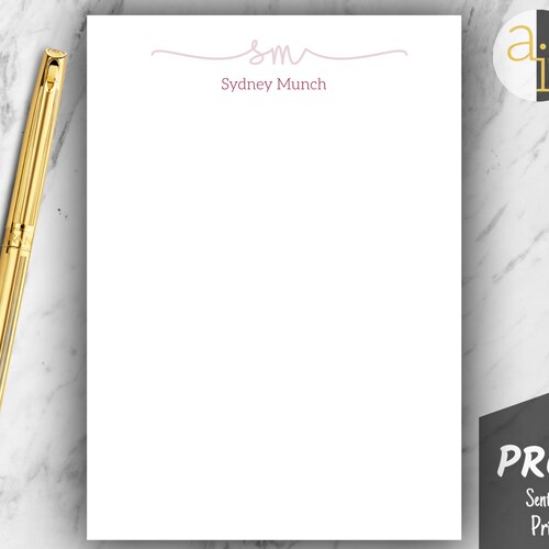 Professional Notepad With Name and Initials Custom Name and Etsy