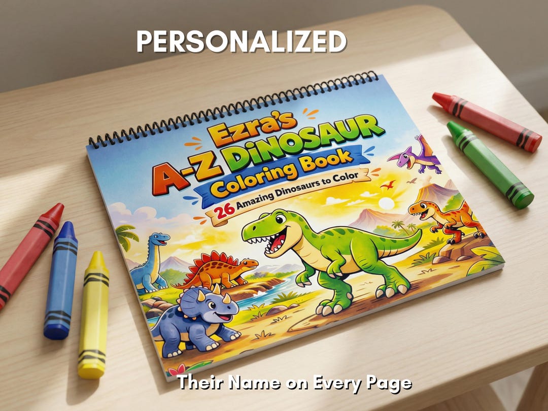 Personalized Dinosaur Alphabet Coloring Book for Kids, Toddler Activity ...
