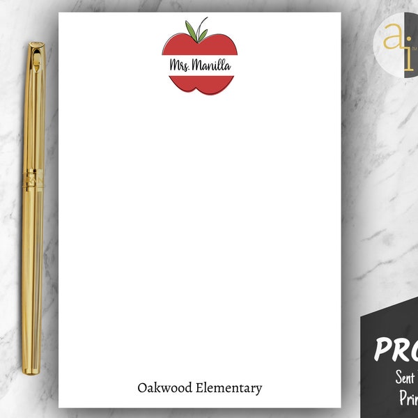 Teacher Apple Notepad | Personalized Teacher Notepad | Teacher Gift | Back to School Gift | Custom Teacher Notepad | Custom Apple Notepad