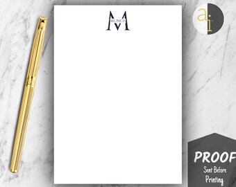 Personalized Notepad with Name and Initials | Custom Stationery | Co Worker Gift | Monogram Stationery | Minimalist Stationery |