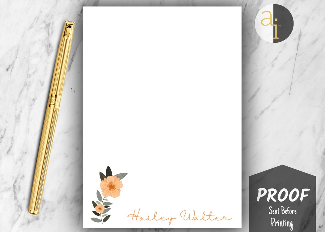 Personalized Flower Notepad | Custom Flower Notepad | Floral Stationery ...