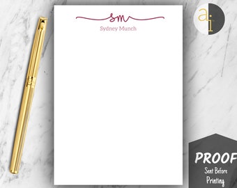 Personalized Notepad | Professional Notepad with Name and Initials | Custom Name and Initials Notepad | Monogram Stationery | Memo Pad