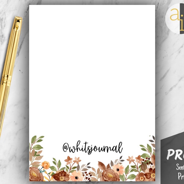 Personalized Flower Notepad | Custom Flower Notepad | Notepad | Cute Notepad | Cute Personalized Notepad | Custom Flower Stationery