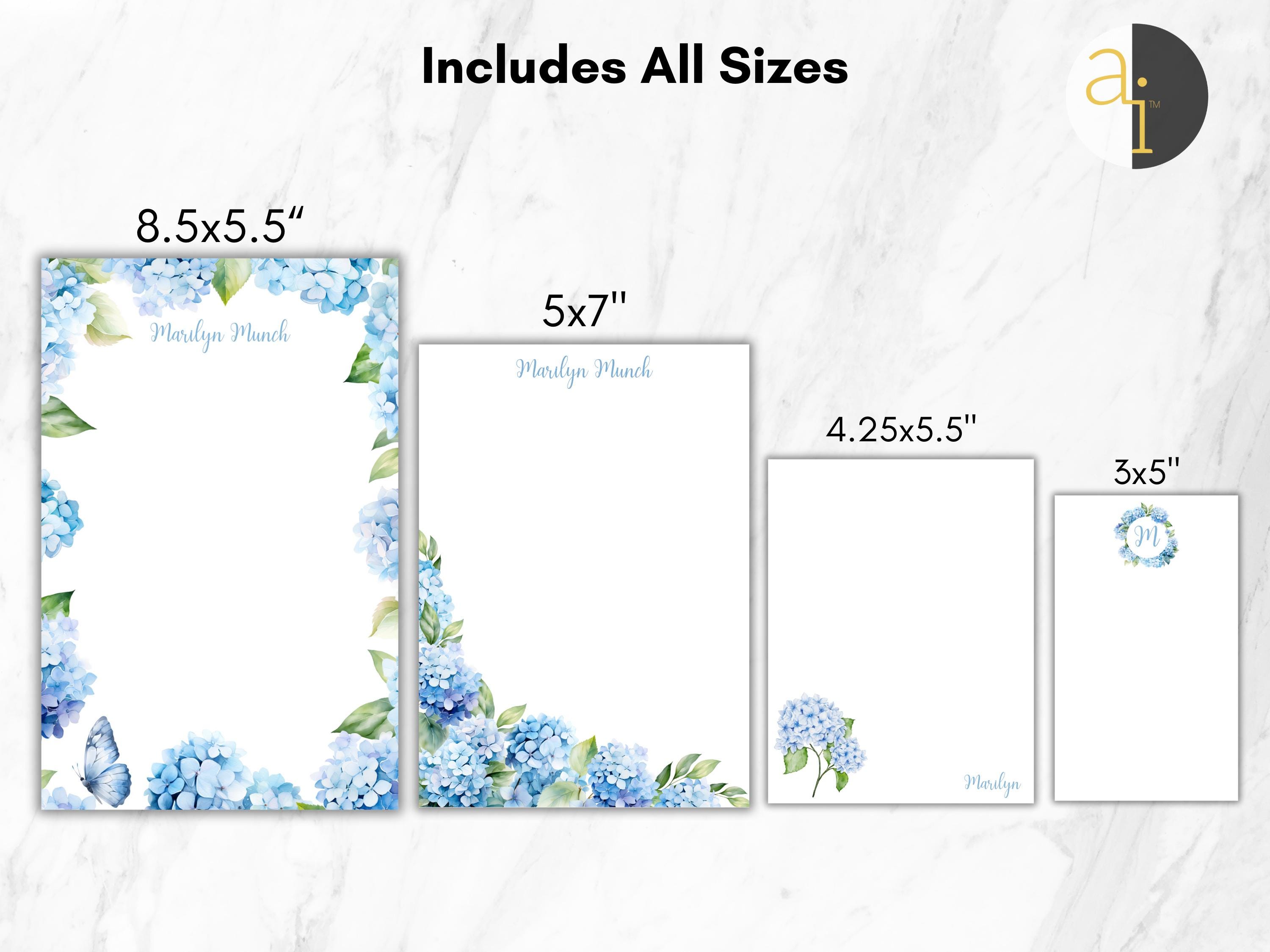 Personalized Hydrangea Notepad Set of 4 – Custom Name Notepads, Floral ...