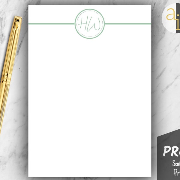 Professional Notepad with Name and Initials | Custom Monogram Notepad | Minimalist Stationery | Personalized Notepad | Office Memo Pad