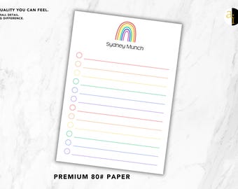 Personalized Rainbow Notepad | Custom Kids Name Notepad | Rainbow Gift for Kids | Colorful Stationery | Kids Birthday Gift