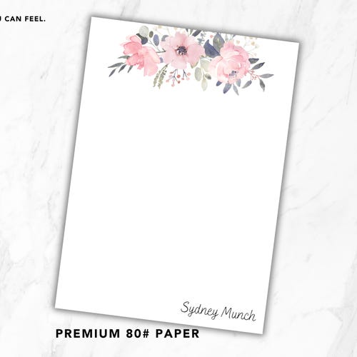 Personalized Floral Notepad | Custom Name Stationery | Pink Flower Desk Pad Gift