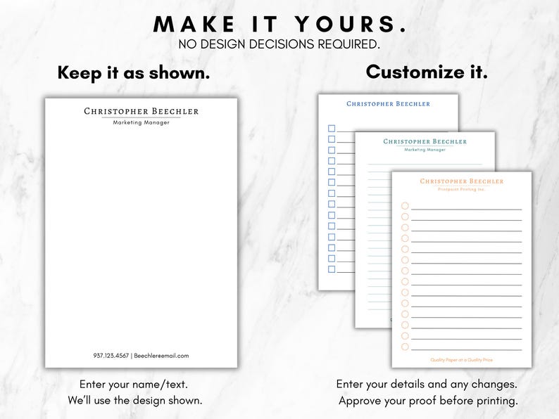 Mens Personalized Notepad | Professional Executive Stationery | Custom ...