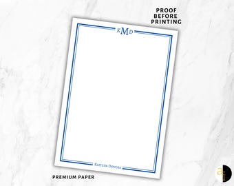 Border Monogram Office Notepad | Professional Custom Stationery | Personalized Executive Desk Pad | Classic Business Notepad