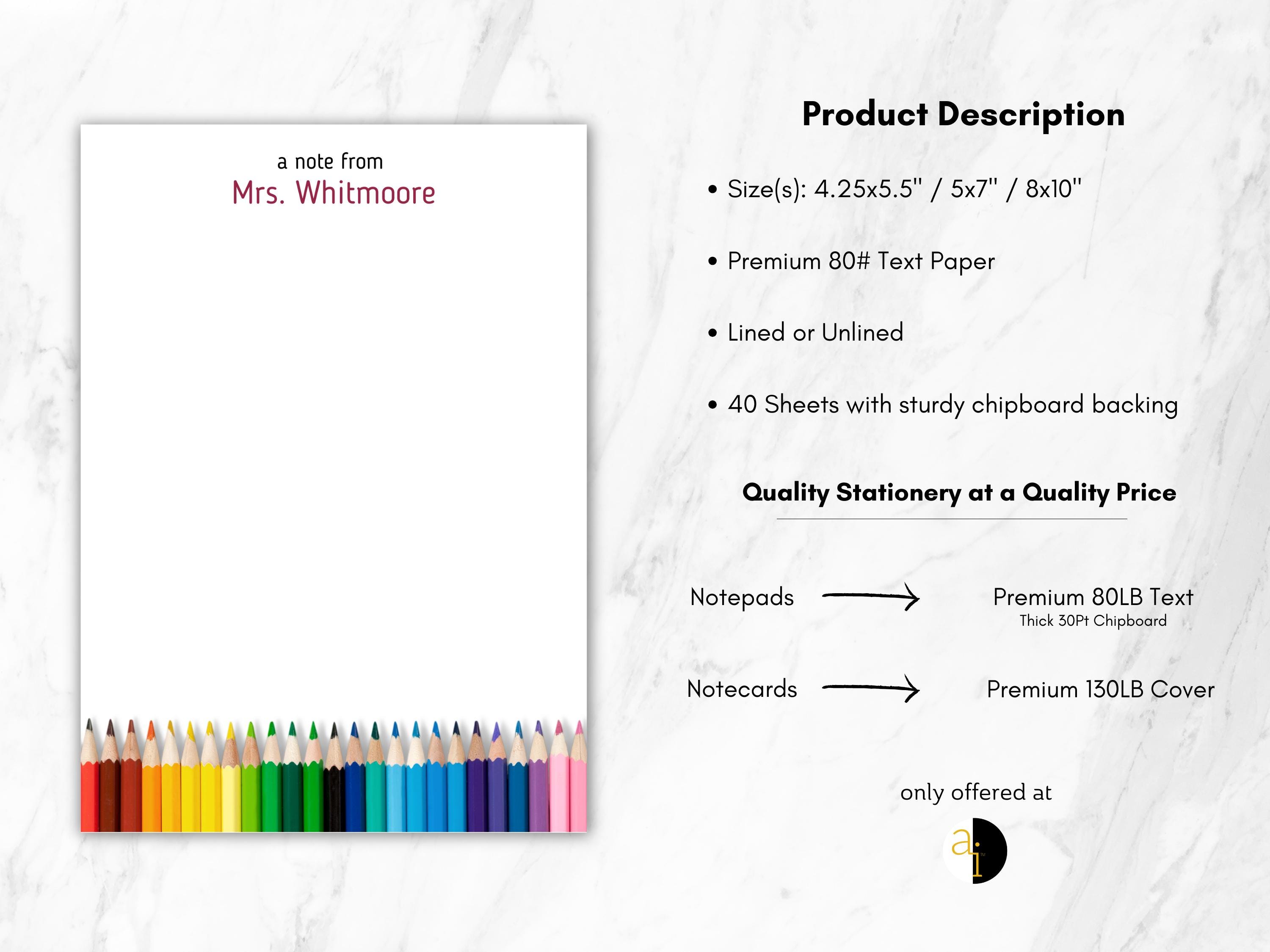 Personalized Teacher Notepad | Pencil Design, Custom Stationery - Etsy