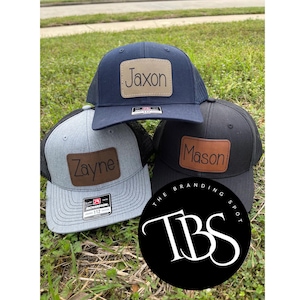 Personalized Kids Hat - Engraved Leather Patch – Personalized Name Hat – Toddler Boy - Father's Day - Custom Hat- Youth Hat - Ricardson 112