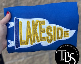 Personalized Glitter Flag Pennant Applique Embroidered Sweatshirt - Game Day Pennant - Spirit Wear - School Pride Shirt - Football Team
