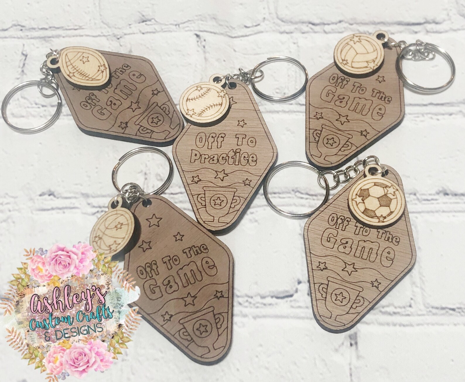 Personalized Wood Sports Keychain Off To Practice Off To Etsy