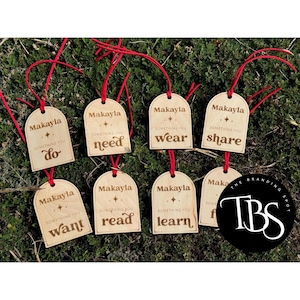 Personalized Something You (4 PACK) Tags - Gift Tags - Something To Wear - Kids Gifts - Fun Learn Do Want Need Wear Share Read