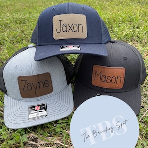 Custom Richardson 112 Hat with Engraved Leather Patch – Personalized Trucker Hat – Youth & Adult Sizes – Logo Hat - Fathers Day - Dad Hat