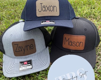 Personalized Richardson 112 Engraved Name Leather Patch Cap - Youth - Adult Hats - Kids Hat - Engraved Patch - Toddler Hat -Stocking Stuffer