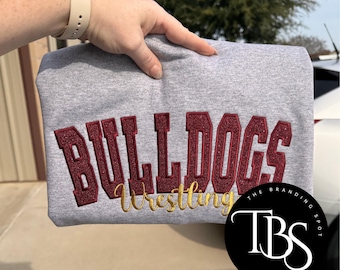 Custom Mascot Glitter Embroidered Sweatshirt - Team Spirit - School Crewneck- Mascot Sweatshirt- Teacher Sweatshirt -