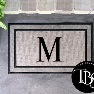 Personalized Initial Welcome Door Mat – Family Name – House Warming Gift - Realtor - Farmhouse - Last Name -  Slip-Resistant Outdoor Mat