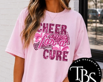 Cheer for a Cure Shirt, Breast Cancer Awareness Shirt, Pink Out Cheer Shirt, Breast Cancer Cheer Tee, Pink Ribbon, Cheerleader Pink Out Tee