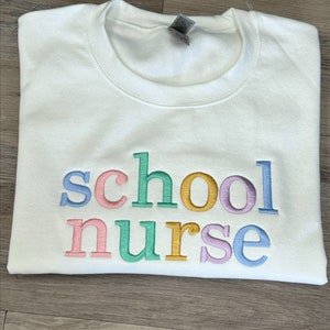 Embroidered Pastel Color Occupation Sweatshirt - Nurse Sweatshirt - Doctor - Customizable Sweatshirt - Occupation - Teacher - - Career