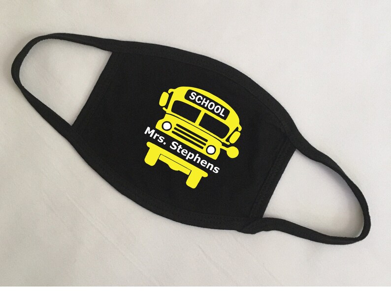 School Bus Face Mask/School Bus with Name Face Mask/School Etsy