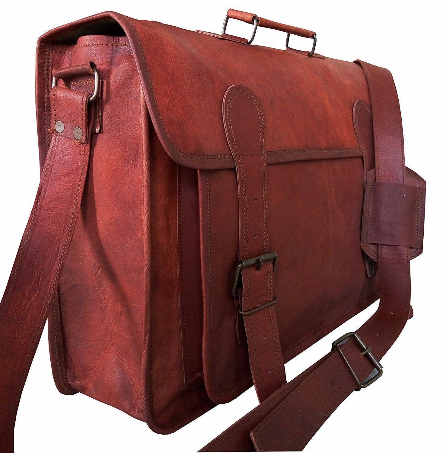 Genuine Leather Messenger Bag College Bag Laptop Bag Shoulder Etsy