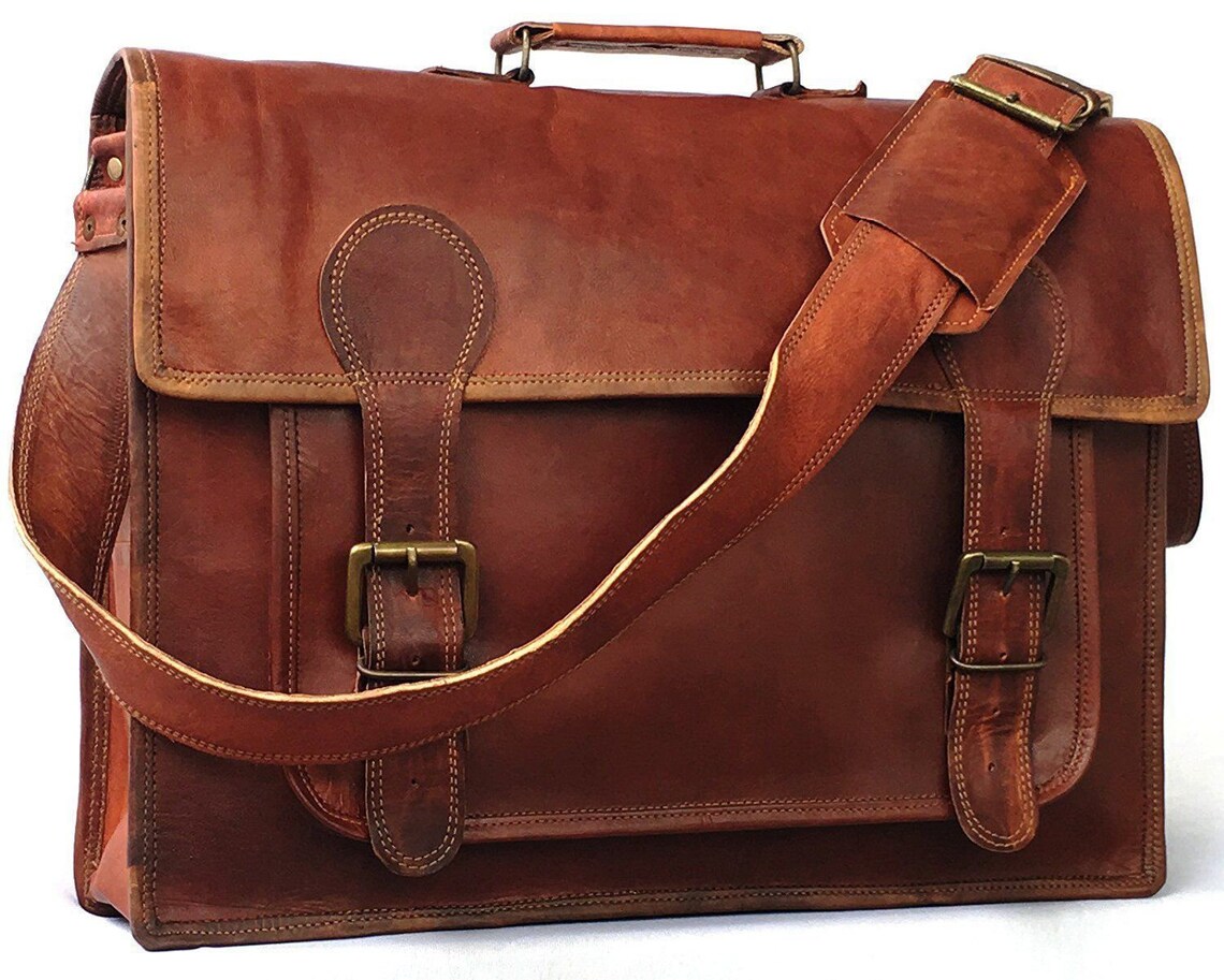Genuine Leather Messenger Bag College Bag Laptop Bag Shoulder Etsy
