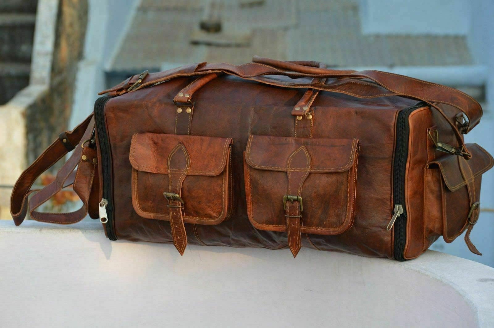 Leather Duffle Bag Leather Weekender Gym Bag Vacation - Etsy