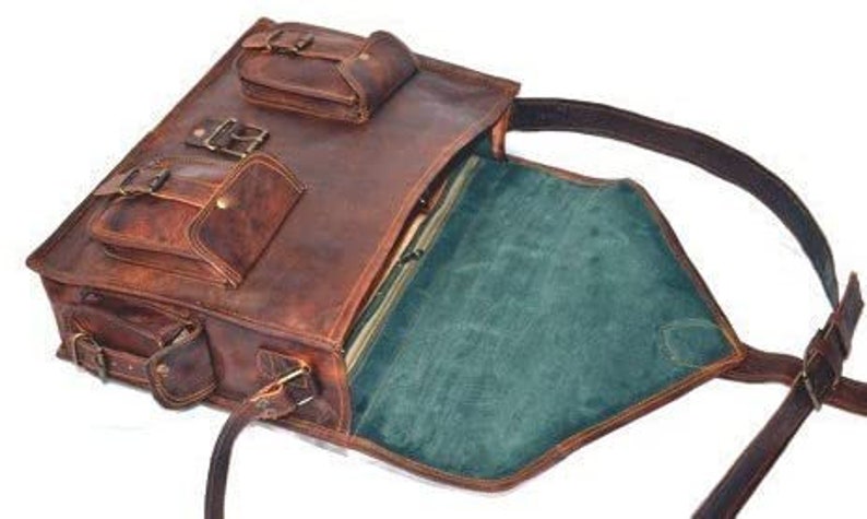 Handmade Vintage Unisex Leather Laptop Messenger Crossbody Bag - Etsy
