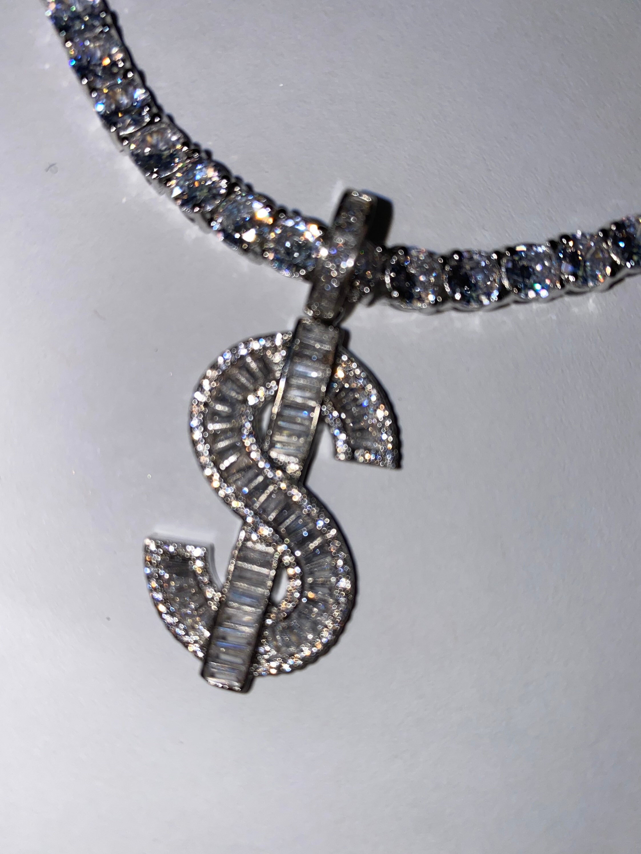 Money symbol pendant Tennis Necklace diamond tennis | Etsy