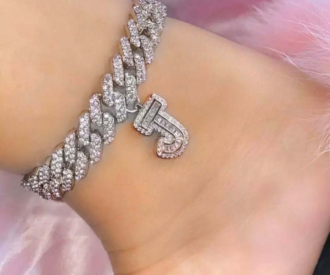 Anklet Cuban Anklet Diamond Anklet Custom Cuban Anklet Etsy