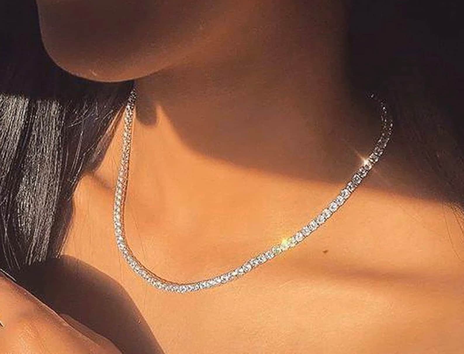 Diamond Tennis Necklace tennis necklace cz tennis chain Etsy