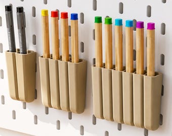 Paquete de archivos STL de portalápices SKADIS para tablero perforado IKEA, organizador de escritorio modular, portalápices, archivo de impresión 3D de 2, 4 y 6 ranuras