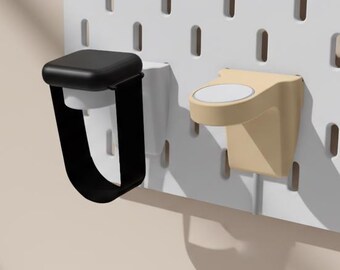 Base de carga para Apple Watch de SKADIS (archivo STL), soporte para reloj de IKEA con panel perforado, archivo para impresión 3D, organizador de cables, organizador de escritorio minimalista.