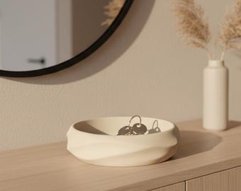Bandeja para llaves Wave STL, cuenco multiusos orgánico, decoración minimalista para el hogar, archivo de impresión 3D, bandeja moderna para la entrada, descarga digital.