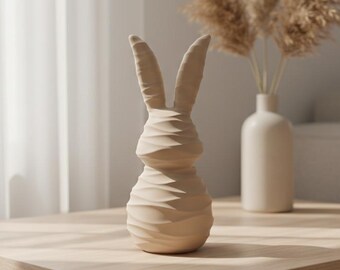 Conejo de Pascua ondulado STL, decoración minimalista de Pascua, figura de conejo imprimible, decoración moderna de primavera, archivo para impresión 3D