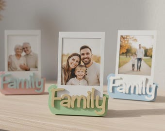 Soporte para fotos Polaroid familiar (archivo STL) | Portafotos impreso en 3D | Regalo familiar | Marco para fotos Instax | Decoración del hogar | No requiere AMS | Fácil de imprimir