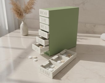 Organizador de pastillas semanal minimalista STL | Caja de medicamentos moderna para 7 días | Archivo para impresión 3D
