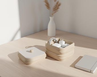 Cajas de almacenamiento apilables STL, sistema organizador modular, almacenamiento imprimible para escritorio y hogar, juego de cajas de almacenamiento para impresión 3D