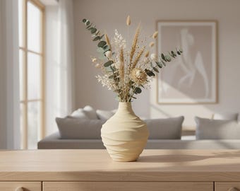 Jarrón Wave STL, Jarrón orgánico ondulado, Jarrón minimalista para flores, Decoración moderna para el hogar, Archivo imprimible para impresión 3D