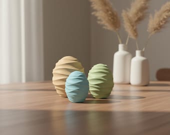 Huevos de Pascua ondulados STL, decoración moderna de Pascua, conjunto de huevos de Pascua 3D imprimibles, decoración minimalista de primavera, descarga digital