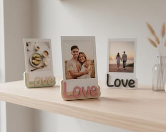 Soporte para fotos Polaroid Love STL | Portafotos impreso en 3D | Regalo para parejas | Marco Instax | Decoración romántica | No requiere AMS | Fácil de imprimir