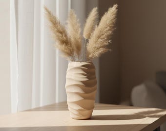 Jarrón Wave STL, Jarrón minimalista para impresión 3D, Jarrón orgánico ondulado, Decoración moderna para el hogar, Jarrón de flores imprimible