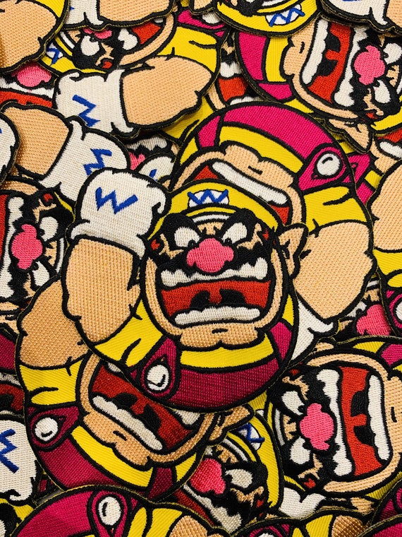 Custom Patches Retro Patches Wario Face Emblem Super Mario Embroidered Custom Iron-On or Sew-On Patch Limited Edition Patches