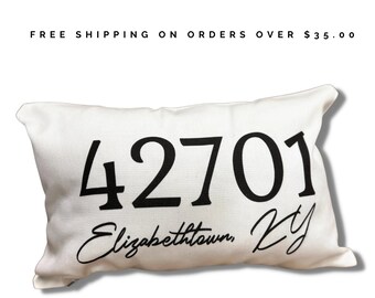 zip code pillows etsy