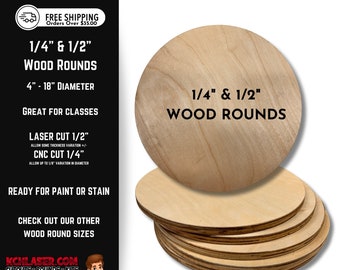 Wood Rounds Door Hanger Blanks 4-18 Inch CNC & Laser Cut Plywood Circles, Cake Stand Rounds, DIY Wood Projects