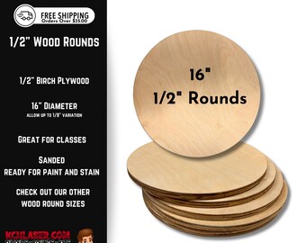 16 Inch Wood Rounds - CNC Cut Plywood Circles | Door Hanger Blanks, Wooden Cake Stand Rounds, DIY Wood Blanks & Circles 1/2"